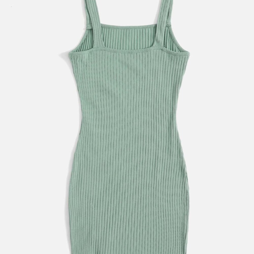 Green Ribbed Tank Mini Dress - Picture 4 of 5